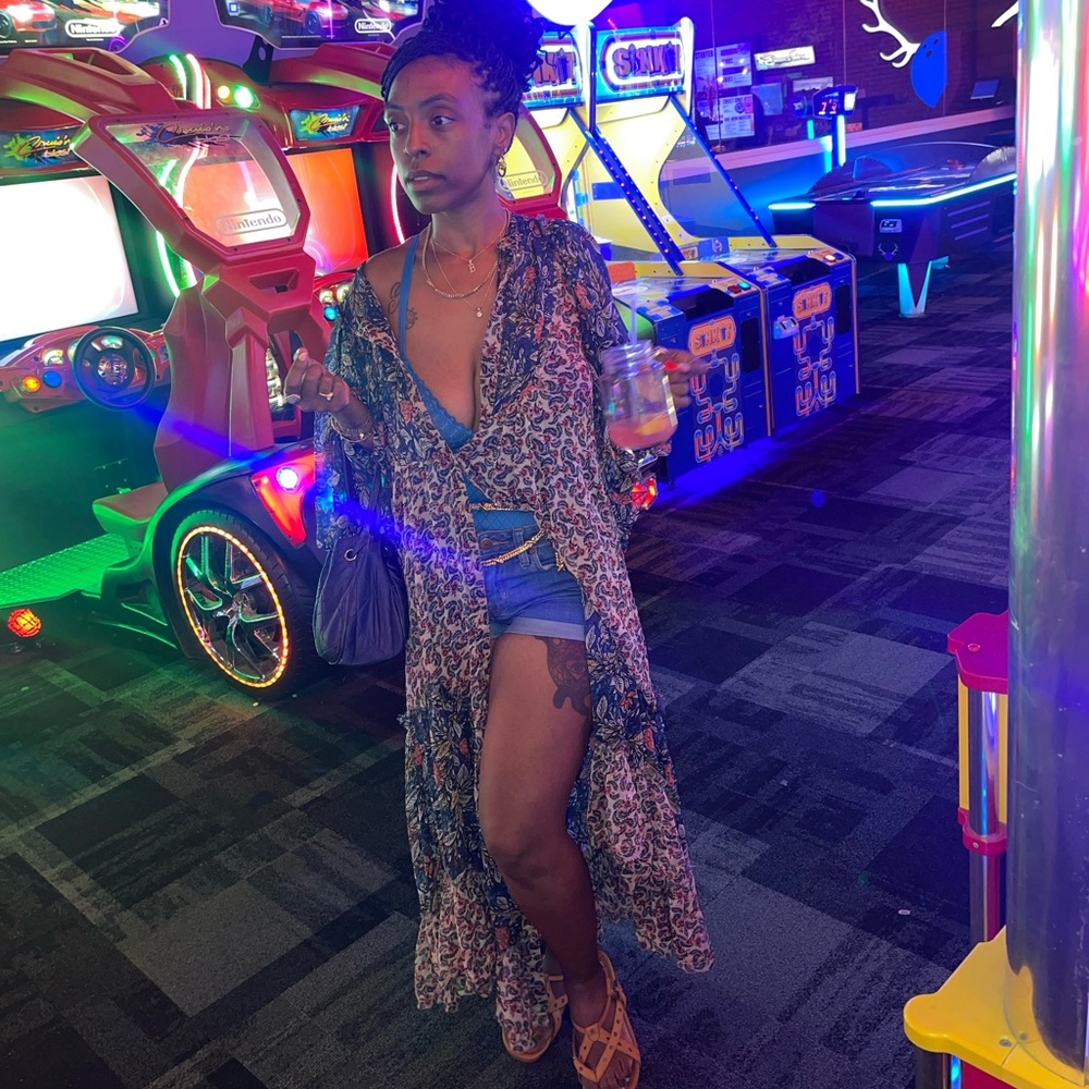 Free People sheer floral maxi dress